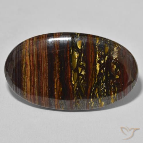 50.94ct Natürlicher Mehrfarbig Tigerauge Matrix, Oval, Lichtundurchlässig
