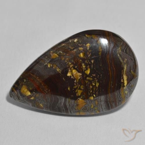 46.57ct Natürlicher Mehrfarbig Tigerauge-Matrix, Birnenform, Lichtundurchlässig