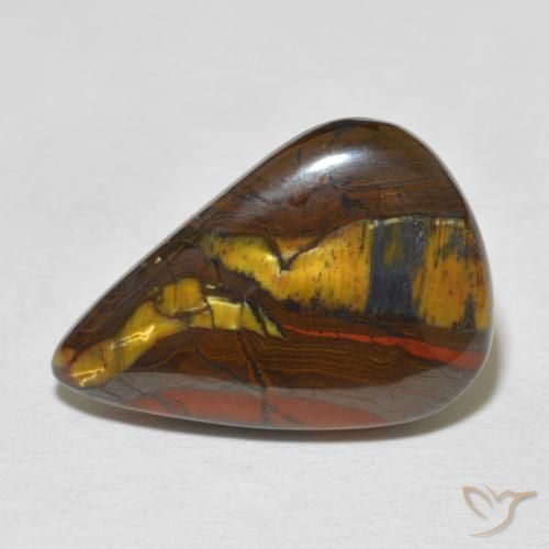 16.40ct Natürlicher Mehrfarbig Tigerauge-Matrix, Birnenform, Lichtundurchlässig