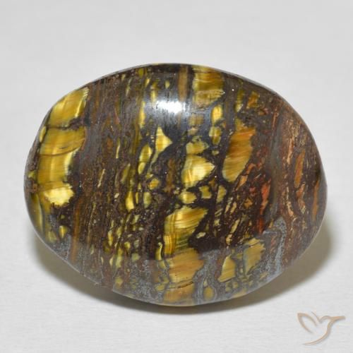 36.37ct Natürlicher Mehrfarbig Tigerauge-Matrix, Oval, Lichtundurchlässig