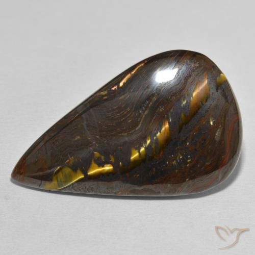 38.25ct Natürlicher Mehrfarbig Tigerauge-Matrix, Birnenform, Lichtundurchlässig