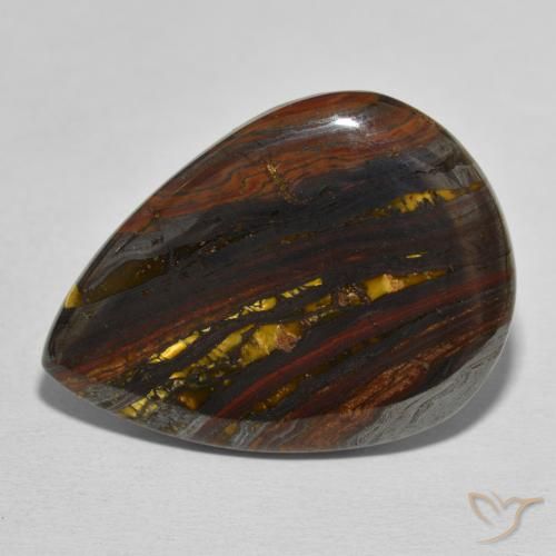 40.33ct Natürlicher Mehrfarbig Tigerauge-Matrix, Birnenform, Lichtundurchlässig