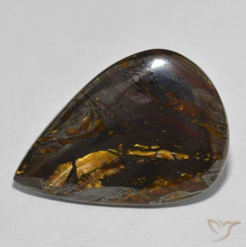 39.31ct Natürlicher Mehrfarbig Tigerauge-Matrix, Birnenform, Lichtundurchlässig