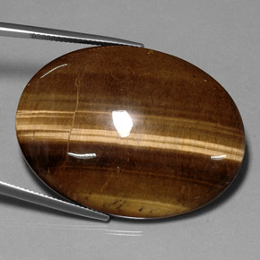 75,05 ctw natürlicher brauner Tiger's Eye, Oval Schliff, Lichtundurchlässig