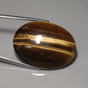 76,92 ctw natürlicher brauner Tiger's Eye, Oval Schliff, Lichtundurchlässig