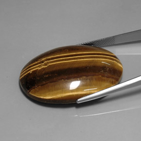 76,92 ctw natürlicher brauner Tiger's Eye, Oval Schliff, Lichtundurchlässig