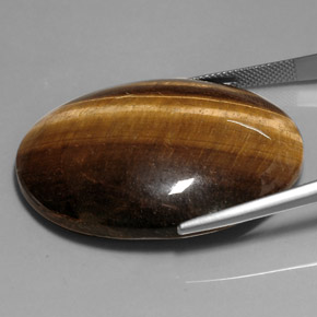 76,52 ctw natürlicher brauner Tiger's Eye, Oval Schliff, Lichtundurchlässig
