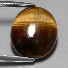 11,35 ctw natürlicher brauner Tiger's Eye, Oval Schliff, Lichtundurchlässig