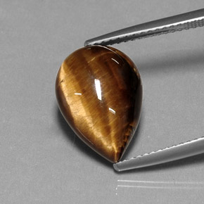 5,33 ctw natürlicher brauner Tiger's Eye, Birnenform, Lichtundurchlässig