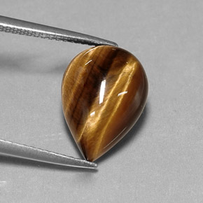 5,17 ctw natürlicher brauner Tiger's Eye, Birnenform, Lichtundurchlässig