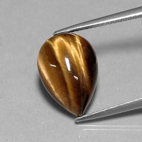 5,36 ctw natürlicher brauner Tiger's Eye, Birnenform, Lichtundurchlässig