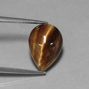 5,18 ctw natürlicher brauner Tiger's Eye, Birnenform, Lichtundurchlässig