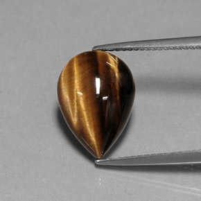 5,27 ctw natürlicher brauner Tiger's Eye, Birnenform, Lichtundurchlässig