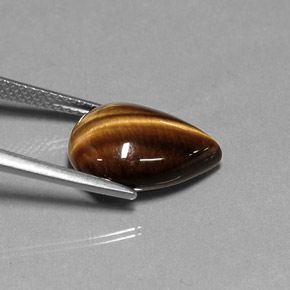 5,27 ctw natürlicher brauner Tiger's Eye, Birnenform, Lichtundurchlässig
