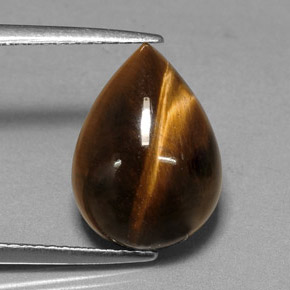 5,23 ctw natürlicher brauner Tiger's Eye, Birnenform, Lichtundurchlässig