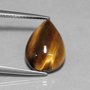 5,18 ctw natürlicher brauner Tiger's Eye, Birnenform, Lichtundurchlässig