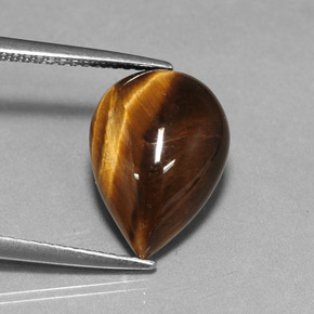 5,02 ctw natürlicher brauner Tiger's Eye, Birnenform, Lichtundurchlässig