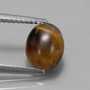 1,55 ctw natürlicher brauner Tiger's Eye, Oval Schliff, Lichtundurchlässig