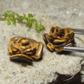 20.21 ct natürliche Warmes Braun Tigerauge-Edelsteine, Blumen-Schliff, Lichtundurchlässig