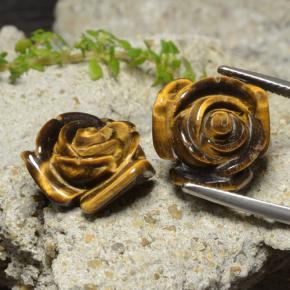 24,14 ct natürliche brauner Tiger's Eye-Edelsteine, Blumenschliff, Lichtundurchlässig