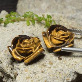 24,14 ct natürliche brauner Tiger's Eye-Edelsteine, Blumenschliff, Lichtundurchlässig