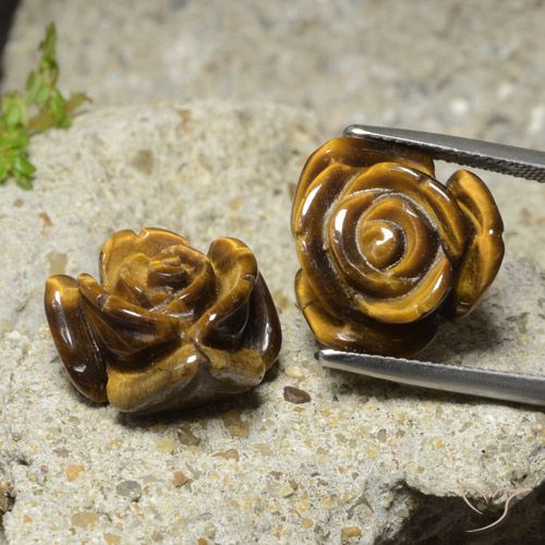 22,12 ct natürliche brauner Tiger's Eye-Edelsteine, Blumenschliff, Lichtundurchlässig