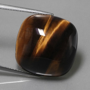 28,03 ctw natürlicher brauner Tiger's Eye, Kissenschliff, Lichtundurchlässig