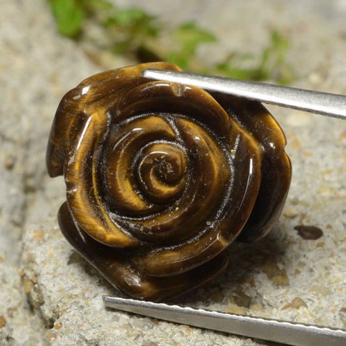 9,17 ctw natürlicher Mittel braun Tigerauge, Blumen-Schliff, Lichtundurchlässig