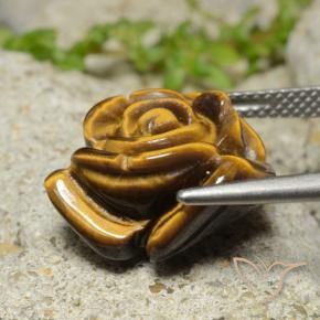 9,17 ctw natürlicher Lebkuchen braun Tigerauge, Blumen-Schliff, Lichtundurchlässig