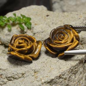 23,82 ct natürliche brauner Tiger's Eye-Edelsteine, Blumenschliff, Lichtundurchlässig
