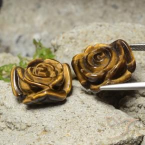 23.62 ct natürliche Lebkuchen braun Tigerauge-Edelsteine, Blumen-Schliff, Lichtundurchlässig