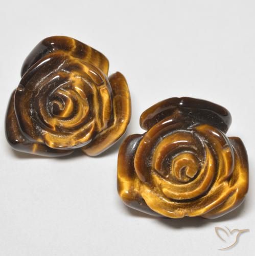24.80ctw Natürlicher gold-braun Tigerauge, Blumen-Schliff, Lichtundurchlässig