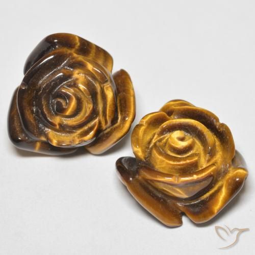 24.80 ct natürliche gold-braun Tigerauge-Edelsteine, Blumen-Schliff, Lichtundurchlässig