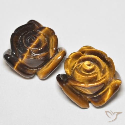 24.80 ct natürliche gold-braun Tigerauge-Edelsteine, Blumen-Schliff, Lichtundurchlässig