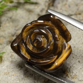 12,02 ctw natürlicher brauner Tiger's Eye, Blumenschliff, Lichtundurchlässig