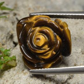 13,26 ctw natürlicher brauner Tiger's Eye, Blumenschliff, Lichtundurchlässig