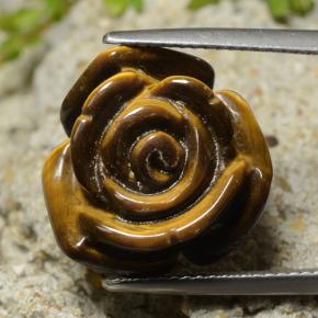 13,31 ctw natürlicher brauner Tiger's Eye, Blumenschliff, Lichtundurchlässig
