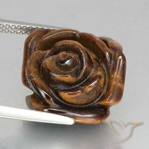12,89 ctw natürlicher brauner Tiger's Eye, Blumenschliff, Lichtundurchlässig