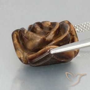 12,89 ctw natürlicher brauner Tiger's Eye, Blumenschliff, Lichtundurchlässig