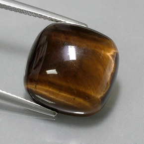 13,79 ctw natürlicher brauner Tiger's Eye, Kissenschliff, Lichtundurchlässig