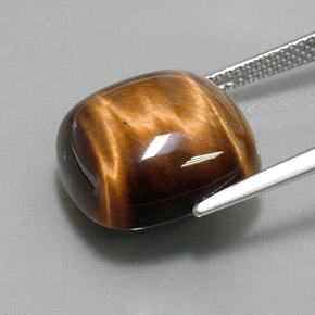 13,79 ctw natürlicher brauner Tiger's Eye, Kissenschliff, Lichtundurchlässig