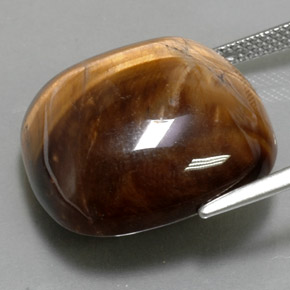 27,19 ctw natürlicher brauner Tiger's Eye, Kissenschliff, Lichtundurchlässig