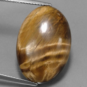 17,34 ctw natürlicher brauner Tiger's Eye, Oval Schliff, Lichtundurchlässig