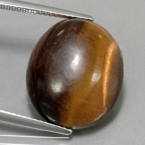 14,18 ctw natürlicher brauner Tiger's Eye, Oval Schliff, Lichtundurchlässig