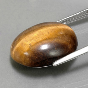 14,18 ctw natürlicher brauner Tiger's Eye, Oval Schliff, Lichtundurchlässig