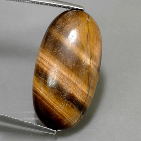 11,79 ctw natürlicher brauner Tiger's Eye, Oval Schliff, Lichtundurchlässig