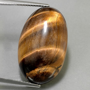 26,13 ctw natürlicher brauner Tiger's Eye, Oval Schliff, Lichtundurchlässig