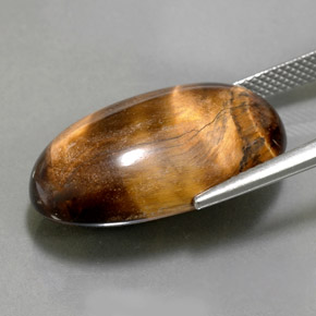 26,13 ctw natürlicher brauner Tiger's Eye, Oval Schliff, Lichtundurchlässig