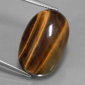 14,42 ctw natürlicher brauner Tiger's Eye, Oval Schliff, Lichtundurchlässig