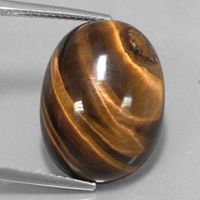 15,36 ctw natürlicher brauner Tiger's Eye, Oval Schliff, Lichtundurchlässig